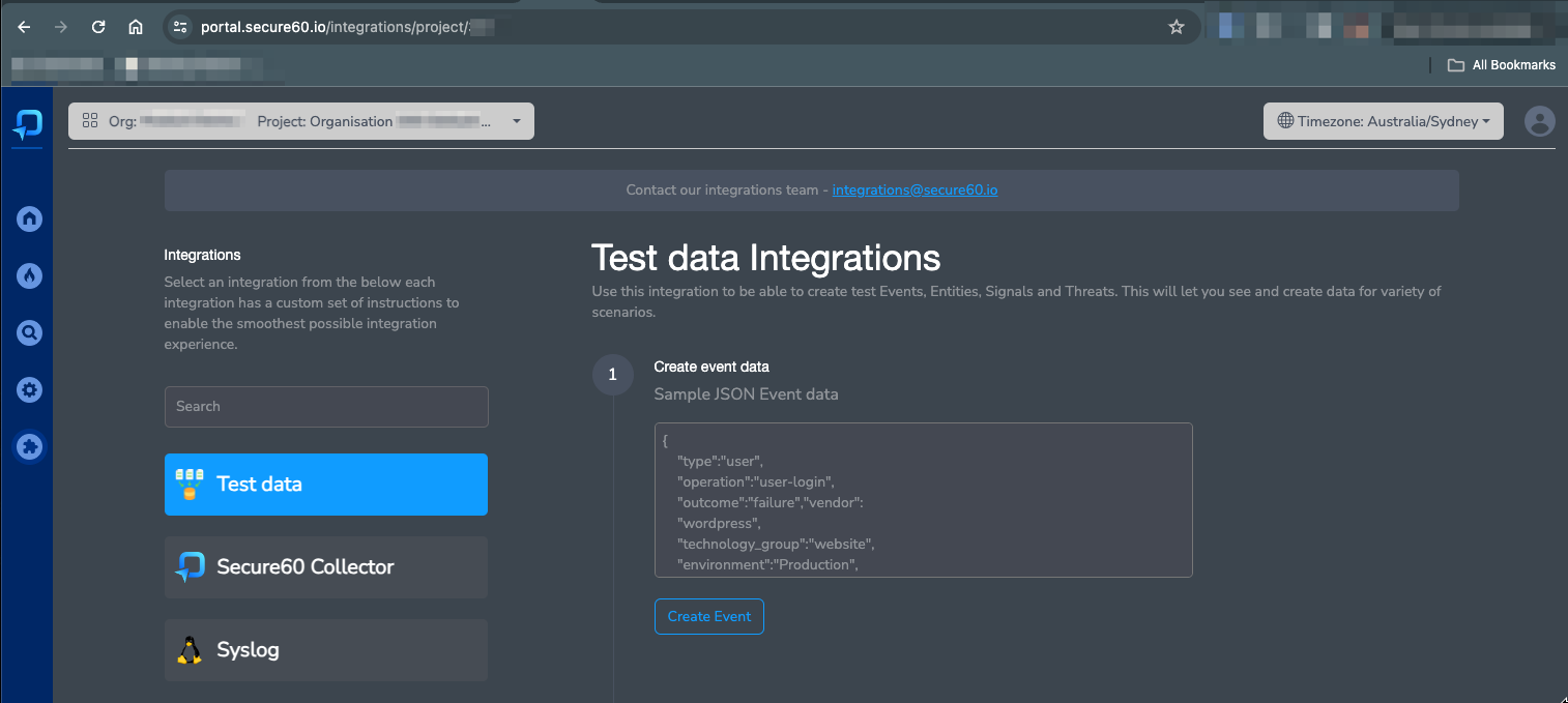 Secure60 Integrations Test Data